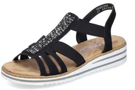 Rieker Damen Pantoletten V0652, Frauen Slipper,schluepfschuhe,Slip-ons,Backless Slipper,Mules,Gartenschuhe,Sommerschuhe,schwarz (00),42 EU / 8 UK