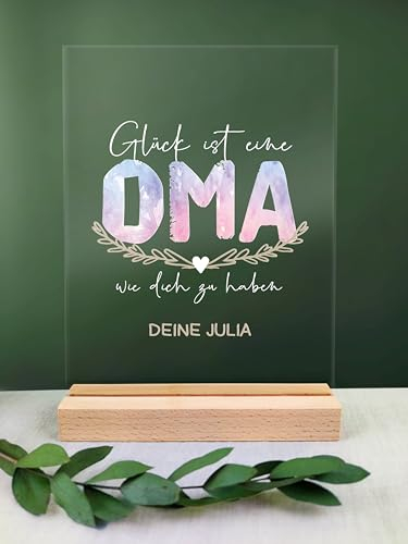 Oma Geschenk personalisiert - Acryl Geschenk - Geburtstagsgeschenk für Oma, Beste Oma, Geschenk Oma, Oma Geschenke zum Geburtstag, Beste Oma Geschenke, Watercolor Personen (Oma)
