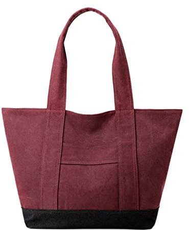 UnoSheng Packesel Taschen Damen Umhängetasche, große Kapazität, Canvas-Tasche, lässige Handtasche, Tasche, Arbeitsklasse-Handtasche Ski Taschen (Wine, One Size)