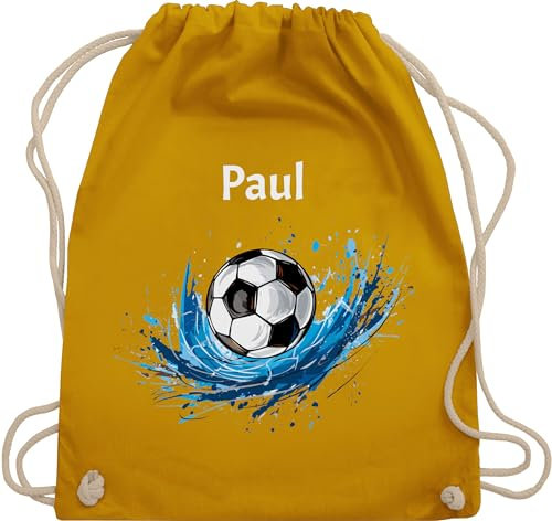 Turnbeutel Rucksack - Fußball Geschenk Fußballfan Geschenke Fußballbegeisterte I Fußballliebe - Unisize - Senfgelb - turnsack jungen kinder stoffbeutel kindergarten fussball name beutel