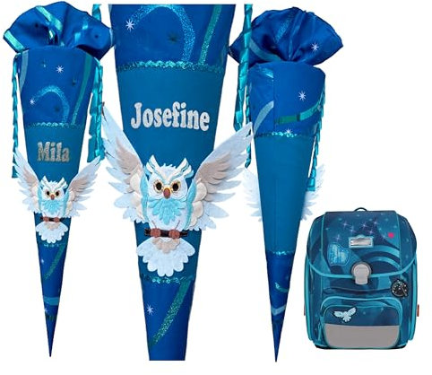 Schultüte Eule, passend zum Scout Heaven, für Mädchen, Wunschname, benutzerdefinierte, genähte Zuckertüte