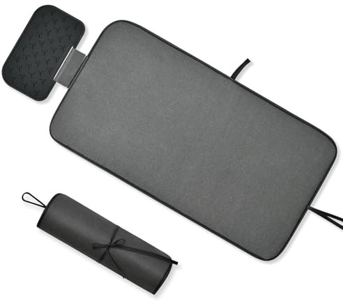 KINGRACK Ironing Mat, Iron Padding with Silicone Iron Rest for Steam on Tabletop or Bed, Heat Resistant, Portable, Quilting & Travel Blanket, Black
