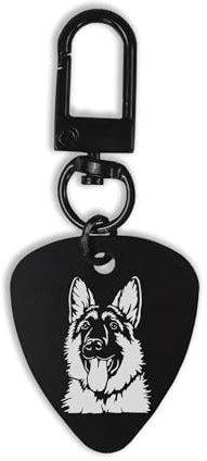Deutscher Schäferhund, Schlüsselanhänger, Erkennungsmarke, Schlüsselanhänger, Plektrum, Karabiner, Schlüsselhalter, Schwarz , One size