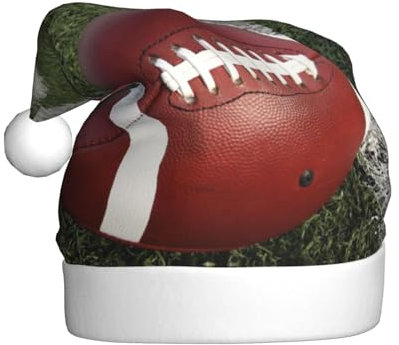 DNBCLEZK American Football Nikolausmütze, Weihnachtsmütze für Erwachsene, weicher Plüsch, für Weihnachten, Neujahr, Festliches Partyzubehör, Schwarz, Schwarz , Einheitsgröße