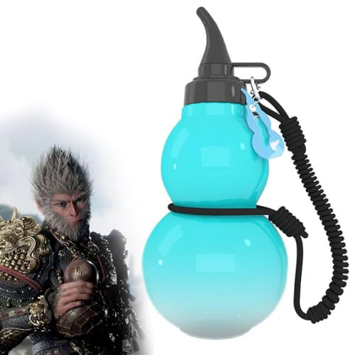 ZVUTRCUV Black Myth Sun Wukong Pumpkin Water Bottle, Black Myth Sun Wukong Botella de agua del mismo estilo, botella de agua de viaje para fitness (Azul)