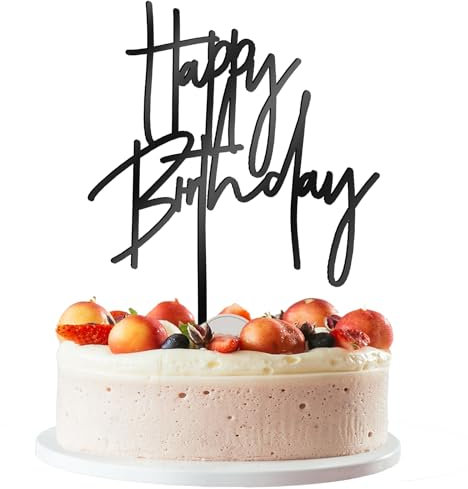 Schwarz Happy Birthday Tortendeko Geburtstag Cake Topper Happy Birthday Cake Topper zum Geburtstag für Männer, Frauen, Jungen und Mädchen
