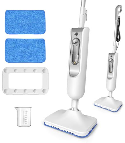Steam Cleaner Mop, Floor Steamer with 2-Speed Adjustment, 2 Washable Pads,15.75ft Cord, 400ml Tank, Electric Mop for Laminate, Carpet, Tile Hardwood Floors, White