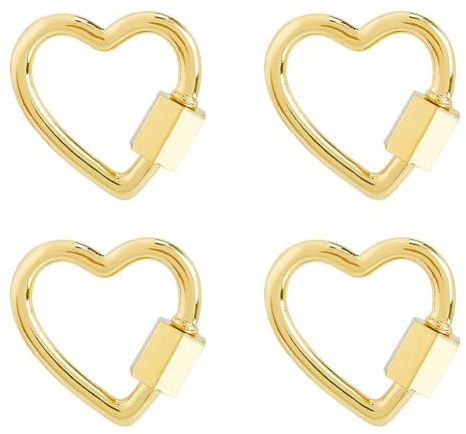 DICOSMETIC 4 Stück Herz Schraubkarabiner Schloss Niedlicher Karabiner Schlüsselanhänger Kleines Schraubenschloss Anhänger Messing Schnalle Clips Für Schlüssel Camping Wandern Angeln Reisen Hundeleine