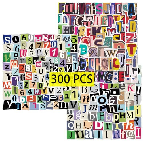 GTOTd Letter Sticker Buchstaben Aufkleber (300 Stück) Vintage Retro Number Geschenke Merch für Laptop Wasserflasche Telefon Zubehör Auto Stoßstange Fenster Helm Dekor Teens