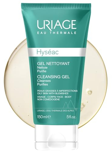 Uriage Hyseac Gel Nettoyant Anti-Imperfections Visage et Dos - Nettoie en Douceur et Purifie - Élimine l'Excès de Sébum - Peaux Grasses à Tendance Acnéique - Sans Savon - pH Physiologique - 150 ml