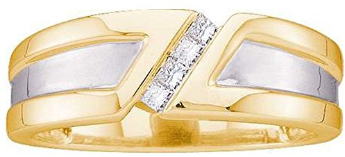 DazzlingRock Collection Men's 0.15 Carat (Ctw) 14K Yellow Gold Princess Cut White Diamond Men's Invisible Ring Wedding Band