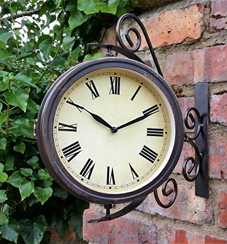 Warwick Outdoor Garden Clock With Thermometer And Swivel Station Bracket - 31.5cm