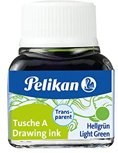 Pelikan 201558 - Tinta China 523-02 523-06, 10 ml en vidrio, se puede usar en papel, tarjetas de dibujo y películas opacas, verde claro
