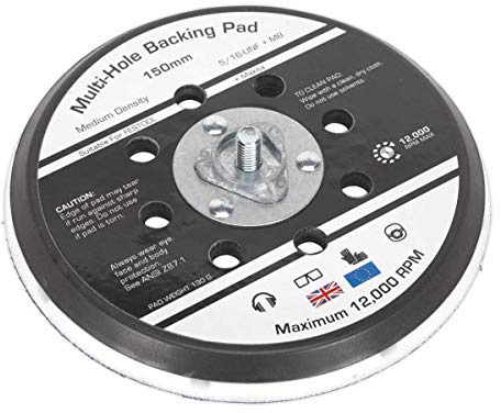 Sealey Universal Dust-Free Hook-and-Loop DA Backing Pad, Ø150mm, 5/16UNF & M8 - AK289