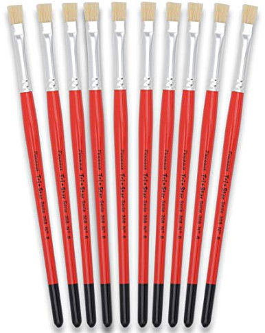 Tristar Série 308 Lot de 10 Brosses plates en soie de porc n°8 Rouge