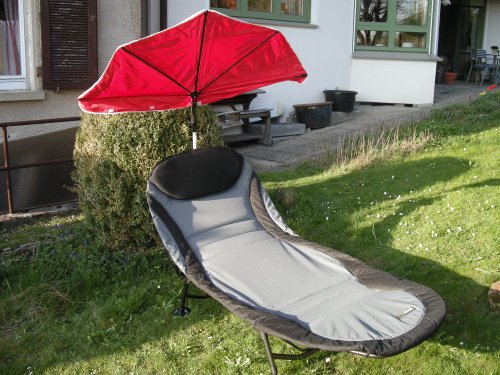 Traveller - FÄCHERSCHIRM Holly ORANGE + AN RELAXLIEGE - CAMPINGLIEGE - Holly-Sunshade ® - Liege GEGEN AUFPREIS -