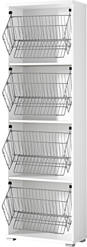 Germania 3262-84 Schuhschrank (Korpus) mit 4 Metallschuhkörben Colorado in Weiß, 53 x 174 x 30 cm (BxHxT)