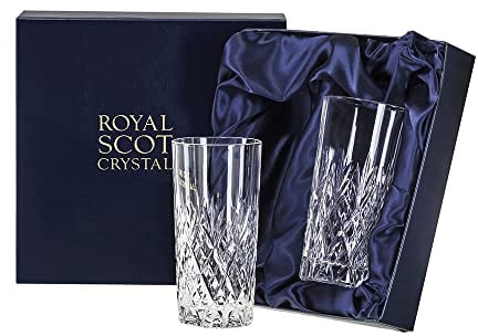 Royal Scot Crystal Edinburgh - 2 Tall Tumblers 150mm (Presentation Boxed)