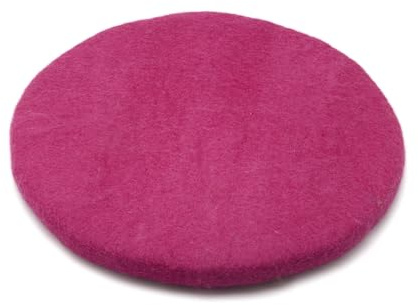 feelz Filzkissen Sitzkissen rund Filz Verschiedene pink-, lila-, beerentöne 100% Wolle 35 cm Höhe 2-3 cm Handarbeit (Himbeere)