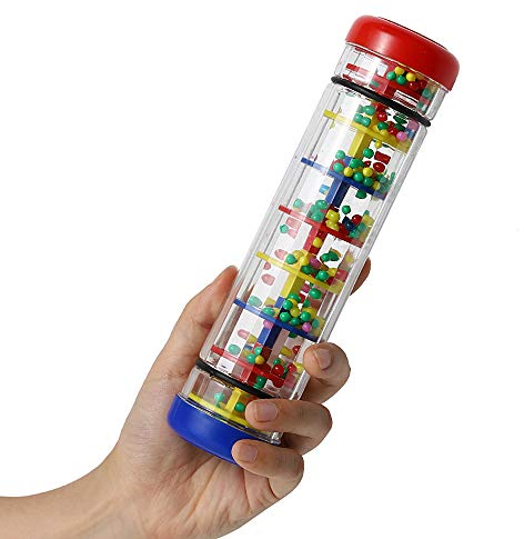 Rainmaker 12 inch Rain Stick for Babies Rattle Tube Rain Stick Shaker Music Sensory Auditory Instrument for Baby Child Girl (8 in Red)