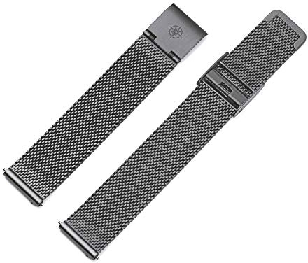 Kistanio 20 mm Milanaiseband aus Edelstahl Druckverschluss Meshband Gunmetal - ME-20-GM