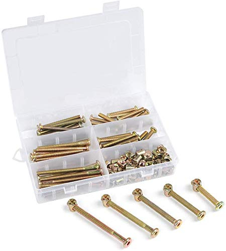 KLYNGTSK 30 Stück Verzinkter Innensechskant Zylinderschrauben M6 Möbelschrauben Möbel Verbinderschrauben Bett Schrauben mit Zylindermuttern Sechskantschlüssel für Möbel, Bett, Stühle