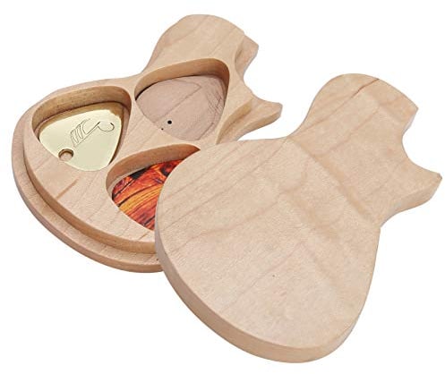 RiToEasysports Gitarren-Plektrenkoffer mit Plektren, Plektrumbox aus Holz und Plektren-Set für Gitarre, Performance-Zubehör