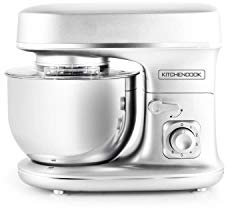 Kitchencook - Robot Pétrin 5l - 1300w - 6 Intensités - Bol Amovible Acier Inoxydable - Crochet à Pâte - Fouet à Fils