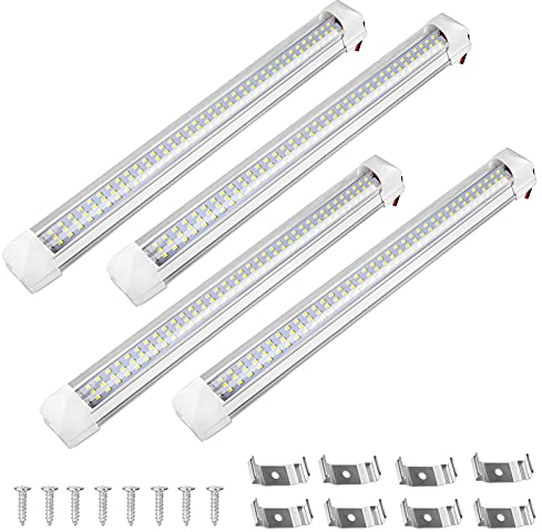 CABINA HOME 4 Stück 108 LED Innenbeleuchtung Auto 12-80V Leuchtet Leiste LED Einbauleuchte Innenleuchte mit Schalter Leuchtstofflampe für Auto, Wohnmobil, Van, Boat, Küche, Kleiderschrank, Camping