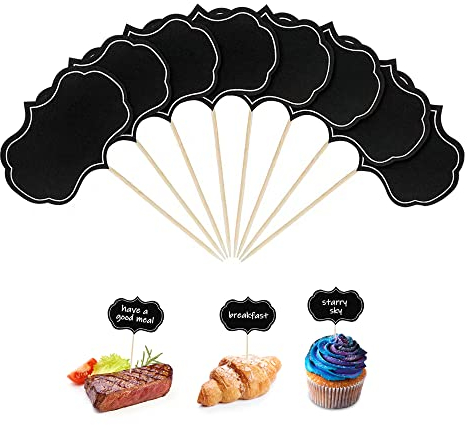 48 Stück Leere Zahnstocher Flaggen, Mini Tafel Kennzeichnung, Käse Marker, für Party, Preisschilder, Kuchen Lebensmittel, Vorspeisen