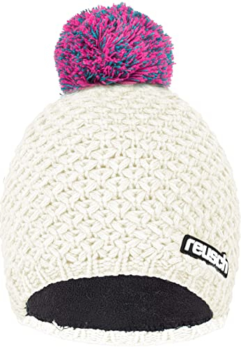 Reusch Unisex Erwachsenen Elias Warm, Winddicht Beanie-Mütze, Weiß-Pink, Einheitsgröße EU