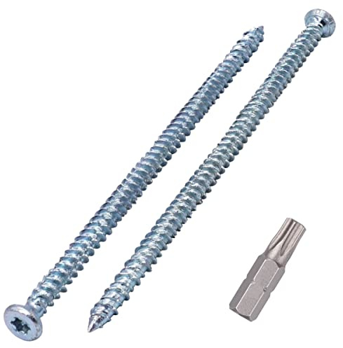 SKIR'CO Lot de 50 vis à béton plaquées zinc 7,5 x 152 mm, tête fraisée, vis de maçonnerie, vis de fixation pour cadre