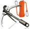 QUADPALM Grappling Hook and Orange Rope 10M (32ft) - Multifunctional Heavy Duty Survival Hook - 2 Locking carabiners - 4 Stainless Steel Folding Claws - Survival Gear - Outdoors Climbing Hiking Gear
