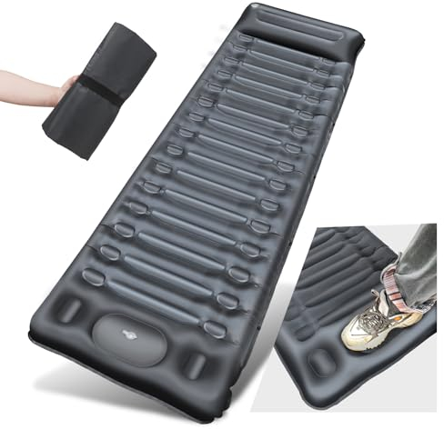 BLUEVER Matelas de Camping, Matelas autogonflant de 14 cm d'épaisseur pour l'extérieur avec Pompe à Pied, Matelas pneumatique imperméable et Durable pour la randonnée et Le Sac à Dos