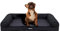 HMTOPE Orthopädisches Hundebett, Hundesofa, hohen Rand, Hundekissen, Hundekorb, Abnehmbar und waschbar, Grosse Hunde & MittelgroßeHunde, Schwarzgrau, 91cm