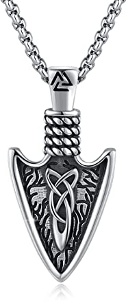 REDSUN Wikinger Pfeilspitze Anhänger Halskette 925 Sterling Silber Pfeil Dolch Keltisches Anhänger Amulett Schmuck für Herren Sohn Jungen Damen Männer Unisex