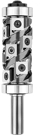 SpeTool Bündigfräser Wendeplatten Fräser 12mm Schaft VHM Spiralfräser Kopierfräser für Oberfräse 32mm Schnittdurchmesser Bündigfräser Kugellager Oben und Unten mit 14 Hartmetalleinsätze