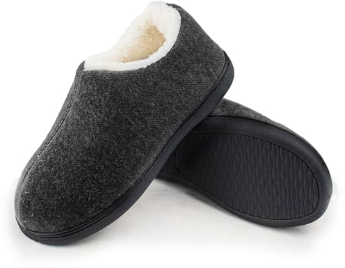 Milaloko Zapatos Traseros Esponjosos y Cerrados Para Hombres Mujers, Zapatos de Lana, Fieltro de Espuma de Memoria, Zapatillas Antideslizantes Dentro y Fuera de la Sala
