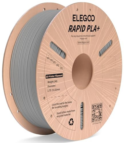 ELEGOO High Speed PLA+ Filament 1.75mm Grau 1KG, Rapid PLA Plus 3D Drucker Speedy Filament für 0-600 mm/s Hochgeschwindigkeitsdruck, Maßgenauigkeit +/-0,02mm, 1kg Spule (2.2lbs)