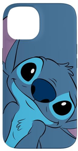Hülle für iPhone 14 Disney Lilo and Stitch Niedliches Stichgesicht, Schiefergrau