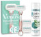 Gillette Venus Deluxe Smooth Sensitive Rasierer Damen Set, Rosegold Damenrasierer + 3 Rasierklingen mit 5-fach Klingen+ Satin Care Intimpflege Rasiergel (240 ml), Aloe Vera Glide, Geschenk für Frauen