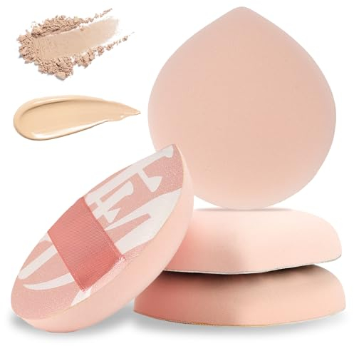 4 Stück Groß Puderquaste Make-up Schwamme Koreanischer Powder Puff weiche Make-up-Kissen Beauty Blender Schwamm für Foundation Concealer flüssige Creme
