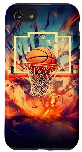 Hülle für iPhone SE (2020) / 7 / 8 Basketball-Liebhaber | bunter Retro-Ball im Reifen
