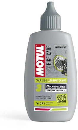 Motul Schmiermittel für Offroad-Fahrrad-Ketten für trockene Einsatzbedingungen, Verschleiß- und Rostschutz, Wasserfest, Flasche mit Tropfspitze, Bike Care Chain Lube Dry Off Road, 100 ml