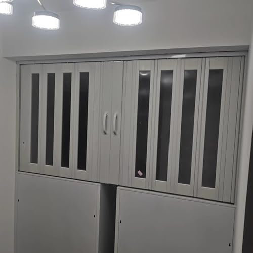 Teleskop-Falttüren Anpassbares faltbares Schiebefenster mit Griffen und Acrylglas, Bifold-Fenster für Dachboden Küche Keller Toiletten, PVC-Akkordentür für Store Hospital(50x50cm/19.7x19.7inch)