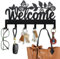 MAYJOYDIY Welcome Crochet à clés en métal Feuilles de papillon Porte-manteau mural 40×22.5cm Porte-clefs décoratif mural avec 6 crochets pour cadeaux Manteaux Chapeaux Serviettes Sacs