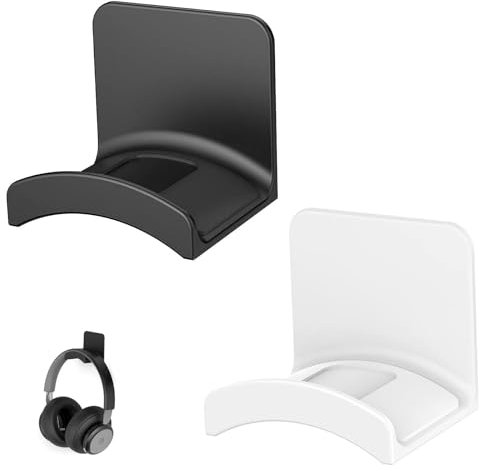 2 Pcs Headphone Holder Hook - Stick-On Mount for Gaming Headsets & Controllers, Universal Headset Hanger Under Desk or Wall, 3M Adhesive Pad, Strong & Durable Design