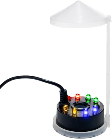 SSSTEXIM USB Mist Maker Fogger 8 LED Ultrasonic Cool Mist Fountain Humidifier for Halloween Christmas Indoor Party Decor Fish Tank Vase Birdbath with Splash Guard