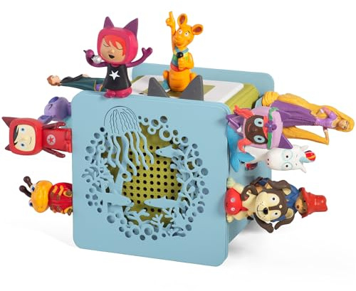 Xozoyo Tonie Shelf for Tonies Figures 25-40pcs, Magnetic Tonie box shelf for Toniebox in Kids Room Decor 14.5x14.5cm, Wall Mounted Shelves for tonies storage for Girls and Boys (Blue coral reef)