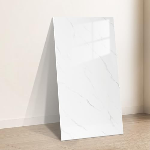 Takezuaa 20 Stück Klebefliesen Küche Marmor 60x30cm, Küchen Fliesenaufkleber Weiß, Wandpaneele Selbstklebend für Küchenrückwand Bad Wohnzimmer Wandfliesen
